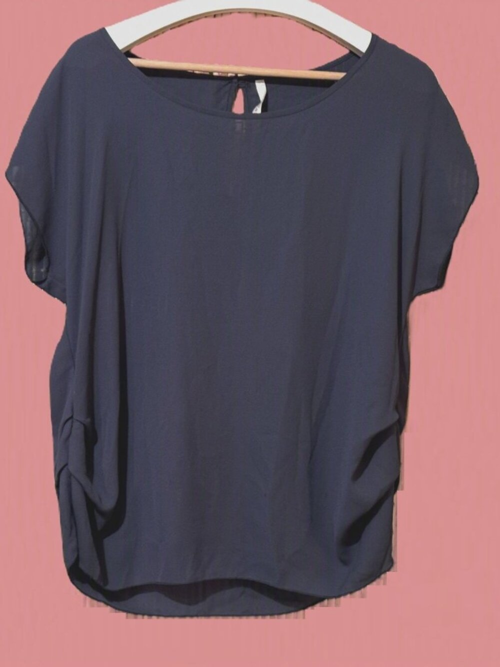 Michelle Lightweight Chiffon Cap Sleeve Blouse, Slate Blue, Large